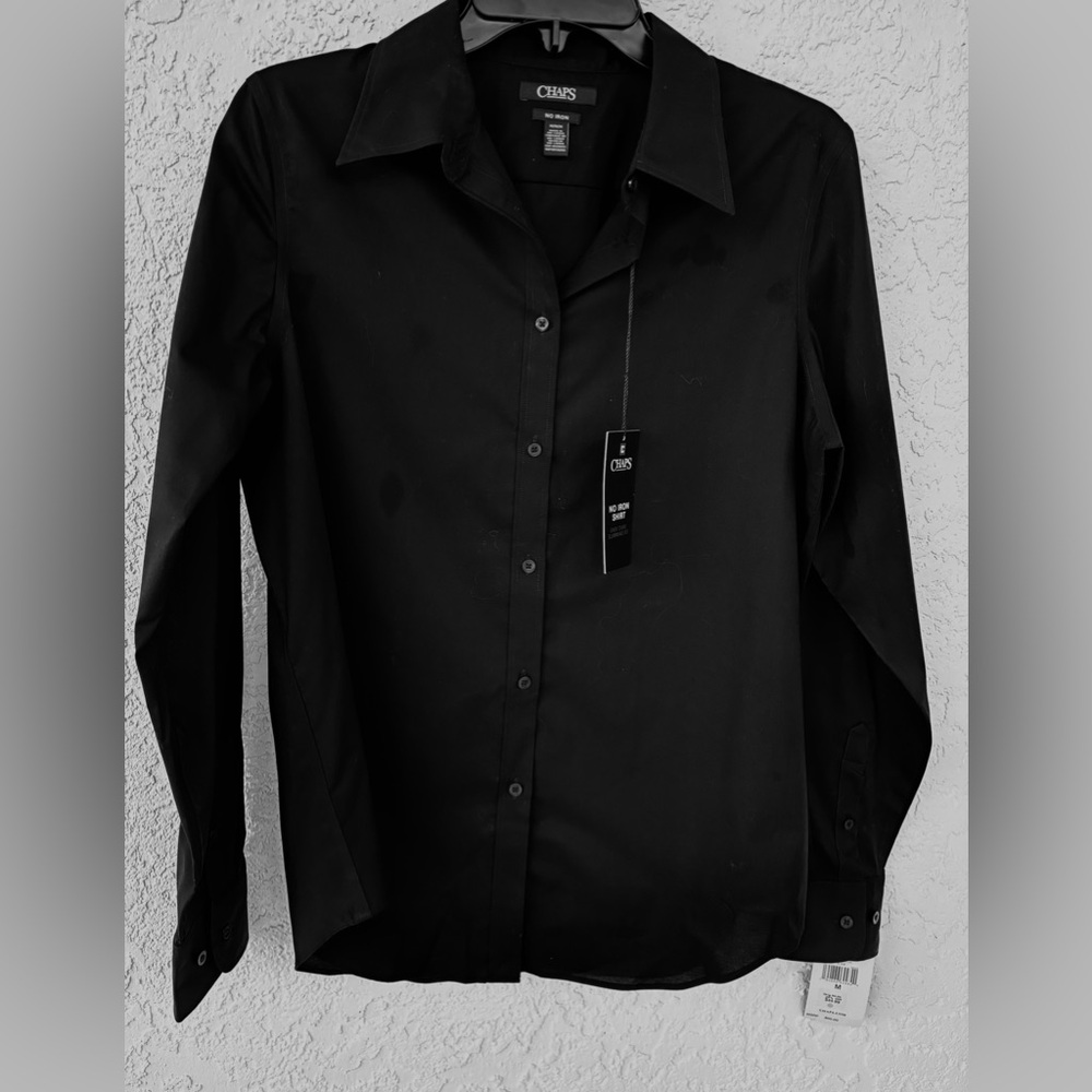 NEW Classic black polished cotton shirt/Server Shirt